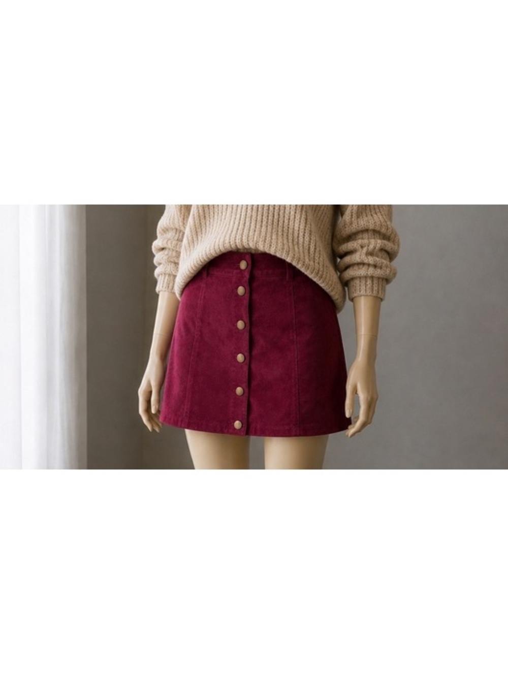 Old Navy Burgundy Faux Suede Button Front Mini Skirt Size 6 NWT